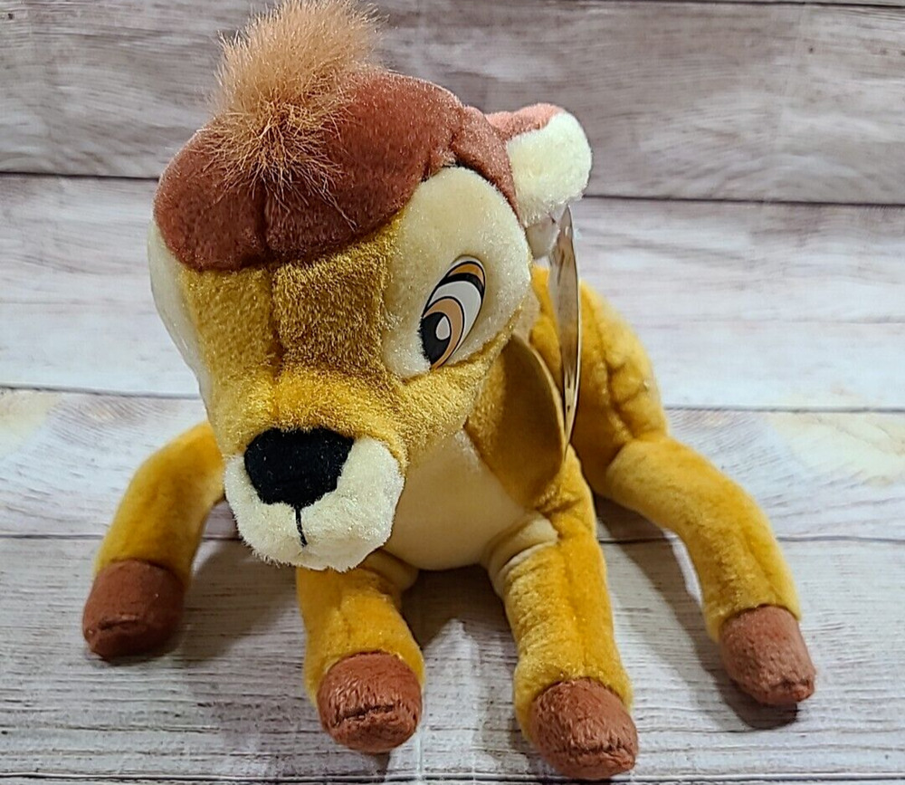 Vintage Applause Disney Plush Bambi Stuffed Animal Deer Brown 10" New Old Stock